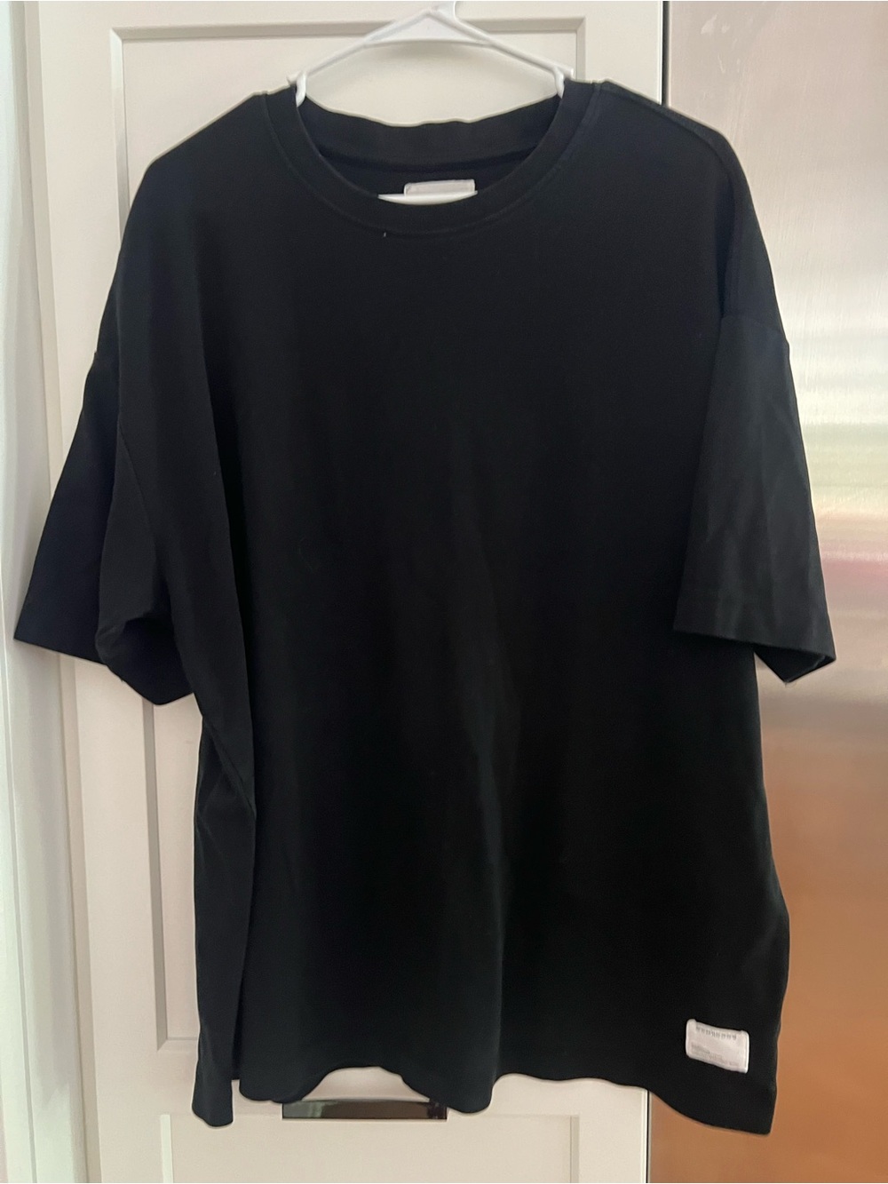 Men's Black Oversized Crewneck T-Shirt, Size: XL